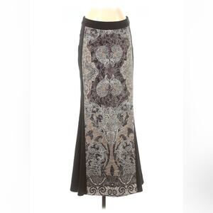 British India Traveller embroidered panel mermaid trumpet maxi skirt, size 5